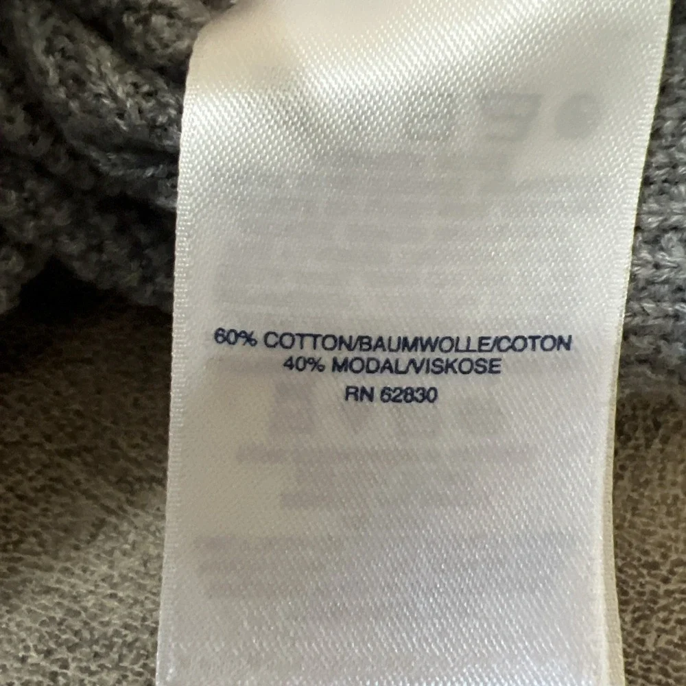 Lands End x Peoples Bank Sweater Women's 1X Gray Full Zip Waffle‎ Knit Cardigan